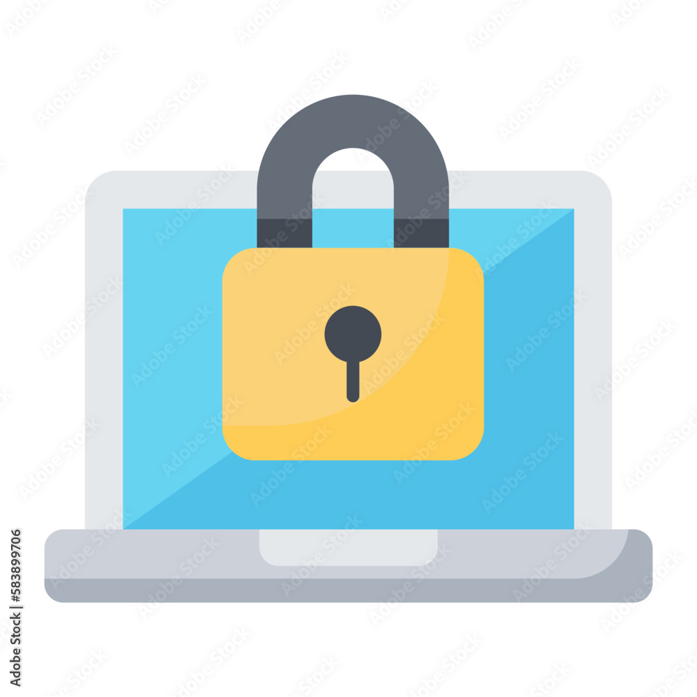 Laptop Security Line Color Icon Laptop Security Line Color Icon