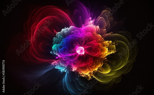 Colorful space explosion with smoke