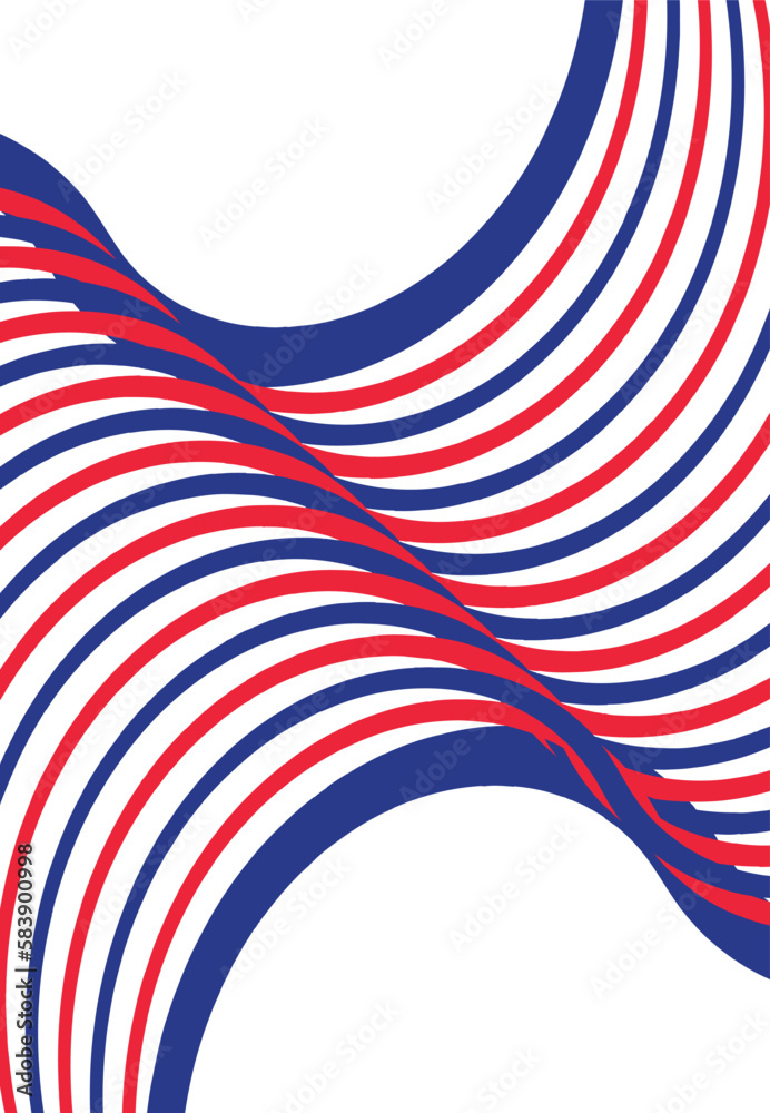 Obraz premium France flag seamless wavy ribbon color blue white red template lines vector illustration