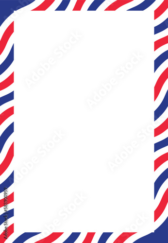 France flag wavy white post card letter border color blue white red template lines vector illustration