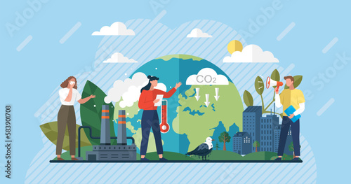Air pollution source, dirty environment and polluted air. Save the planet. Earth day. People wearing mask. Urban air pollution. People clean environment earth. City smoke. Global eco balance planet
