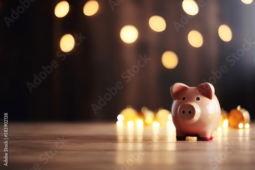 Saving Money with a Piggy Bank. Blurred Background for Investing in Finances and Economic Growth
