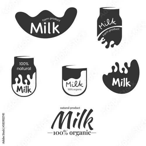 Milk logo set. Fresh dairy product.