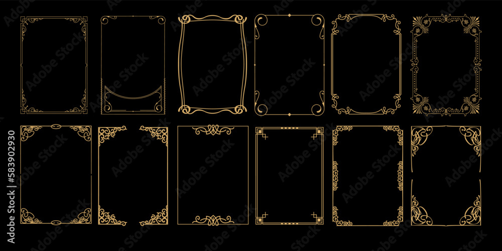 Big set Template of Decorative vintage frames,borders rectangular shape.