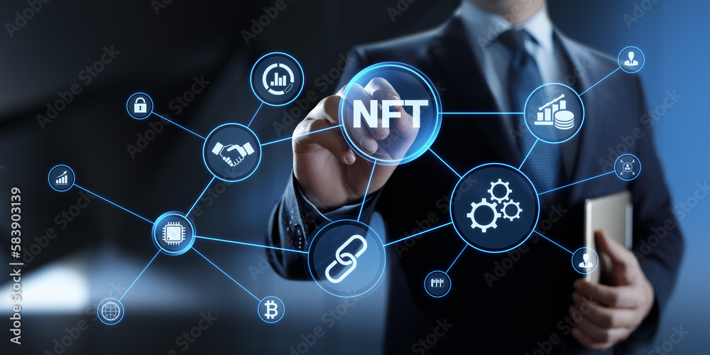 NFT Non-fungible token digital crypto art blockchain technology concept. NFT Non-fungible token digital crypto art blockchain technology concept.