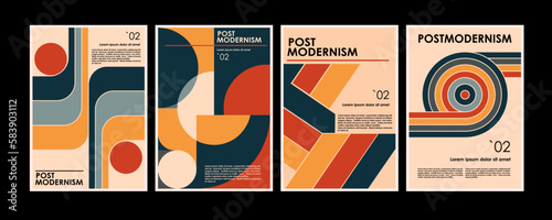 Artworks, posters inspired postmodern of vector abstract dynamic symbols with bold geometric shapes, useful for web background, poster art design, magazine front page, hi-tech print, cover artwork.