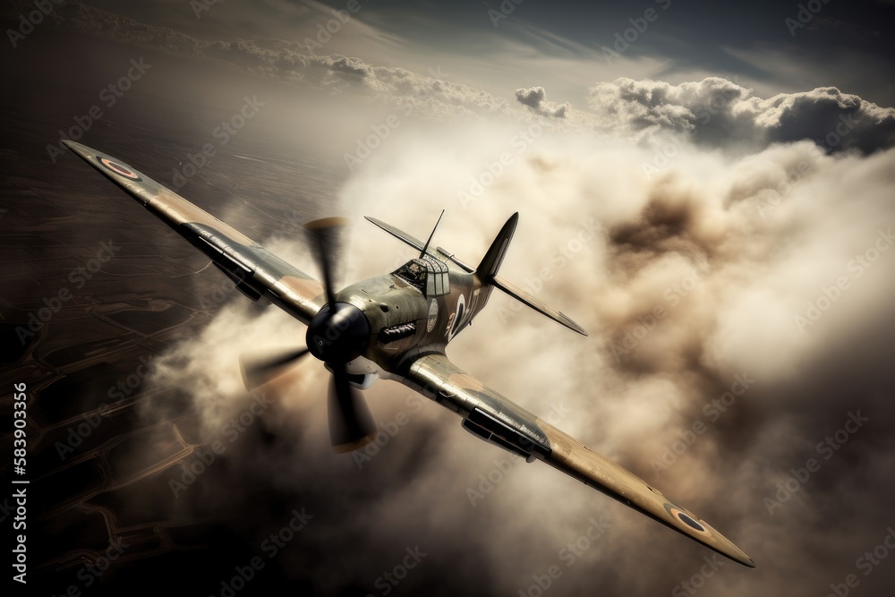 WW2 airplane - spitfire - Created with Generative ai