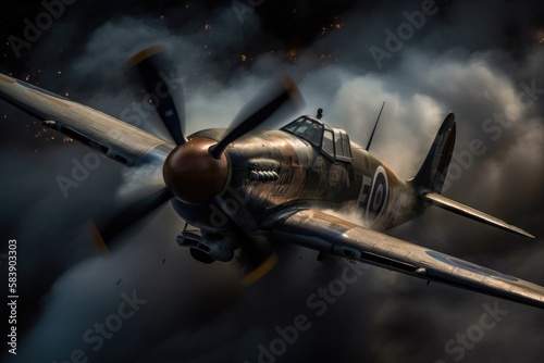 Obraz na płótnie WW2 airplane - spitfire - Created with Generative ai
