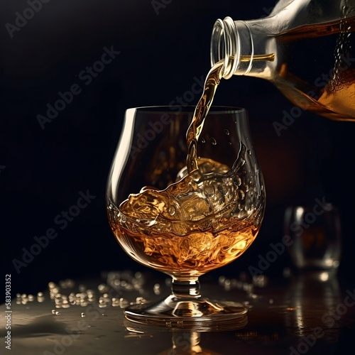 Pouring whisky into a glass. Generative AI