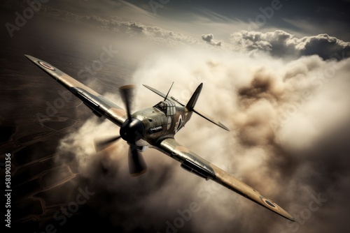 Obraz na płótnie WW2 airplane - spitfire - Created with Generative ai w salonie