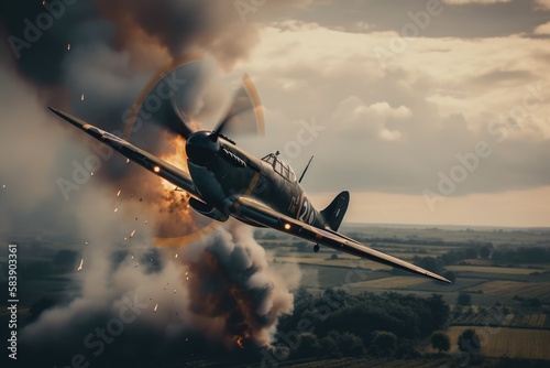 Obraz na płótnie WW2 airplane - spitfire - Created with Generative ai