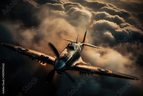 Tapety artystyczne WW2 airplane - spitfire - Created with Generative ai