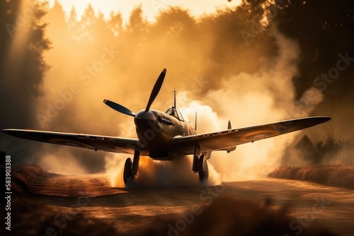 Obraz na płótnie WW2 airplane - spitfire - Created with Generative ai