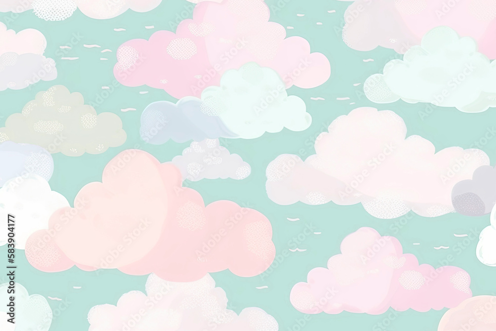 watercolor background with clouds