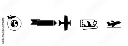 Simple vector icon on a theme airplane