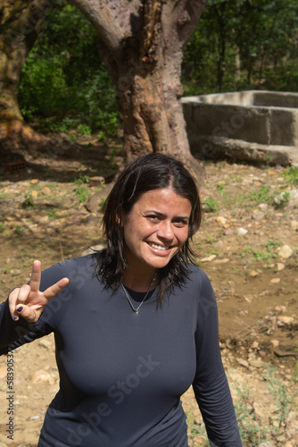 Portrait of young woman of Arab descent smiling