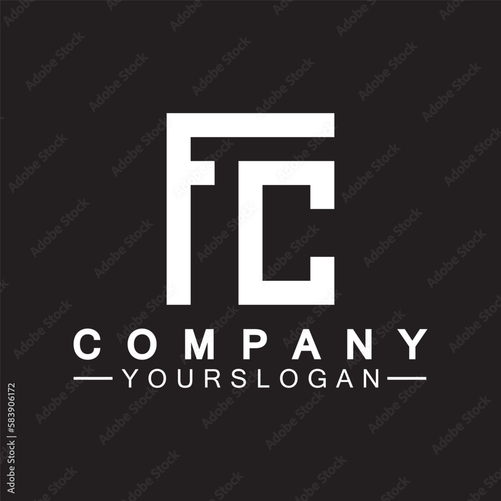 Obraz premium Alphabet letters monogram logo CF,FC,C and F, elegant and Professional white color letter icon design on black background.