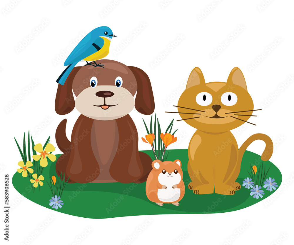 Obraz premium national pet month cartoon illustration