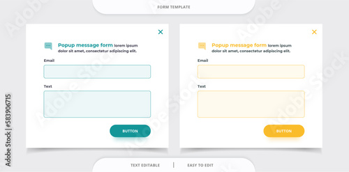 Message form template. Callback, contact form, feedback form, popup form, or subscribe form. Modern web design. Vector.