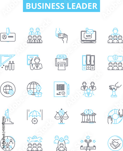 business Leader vector line icons set. Businessowner, CEO, Executive, Manager, Chairman, Leader, Entrepreneur illustration outline concept symbols and signs