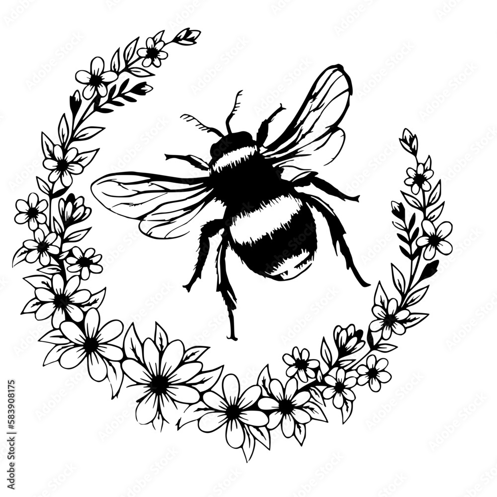 Flower Bee svg, Floral Bee svg file, Save the Bees svg, Bee Kind, Bee