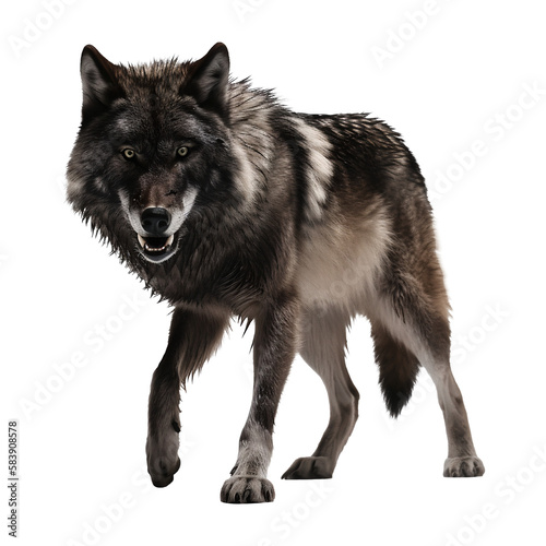 Angry wolf on transparent background. Generative AI © MW.LW