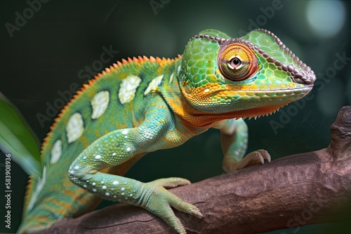 Close-up on Green Chameleon