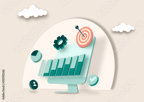 Conceptual Illustrations - Digital Marketing, Media Planning, Online Business and Purchasing, Financial Analysis and Statistics.