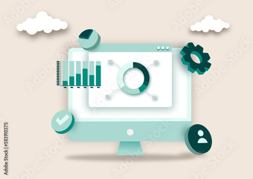 Conceptual Illustrations - Digital Marketing, Media Planning, Online Business and Purchasing, Financial Analysis and Statistics.