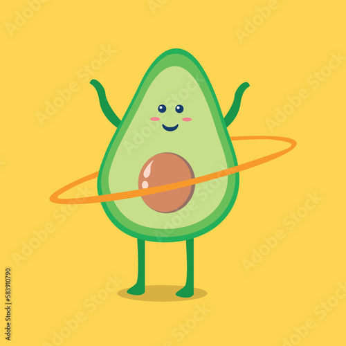Cute Avocado Hula Hoop Cartoon