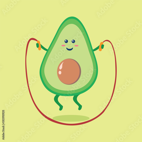 Cute Avocado Jump Rope Cartoon