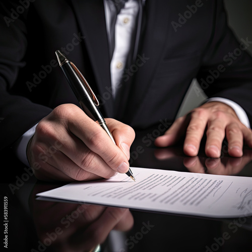 Business man signing contract, Generative AI