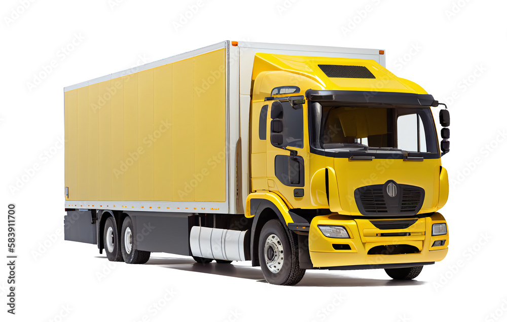 yellow truck on a transparent background. generative AI