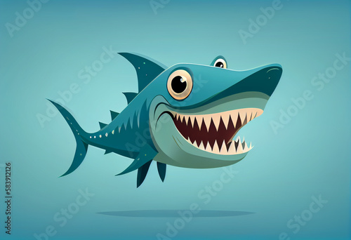 Happy barracuda with widely opened mouth