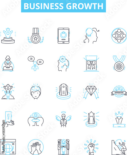 Business growth vector line icons set. Expansion, Prosperity, Expansion, Advancement, Expansion, Development, outburst illustration outline concept symbols and signs