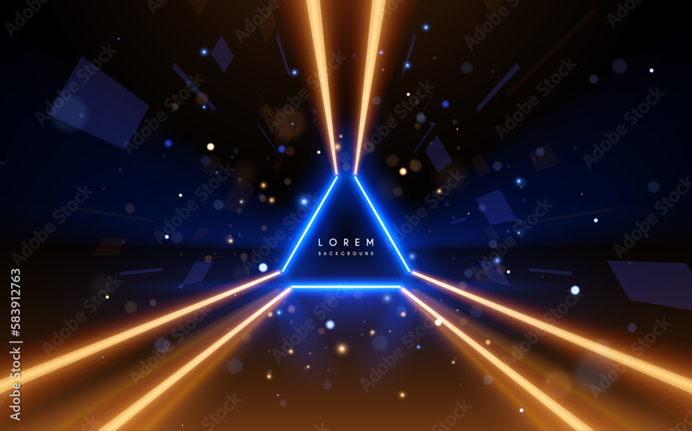 Abstract neon light triangle frame background Abstract neon light triangle frame background