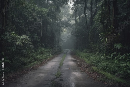 road through the jungle - Created with Generative ai