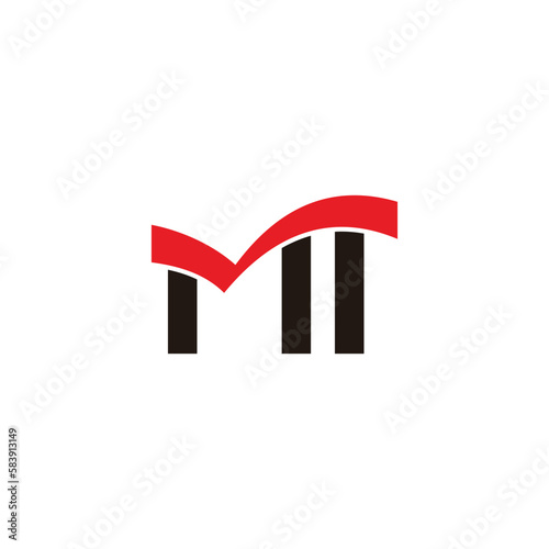 letter mi simple geometric paper ribbon logo vector