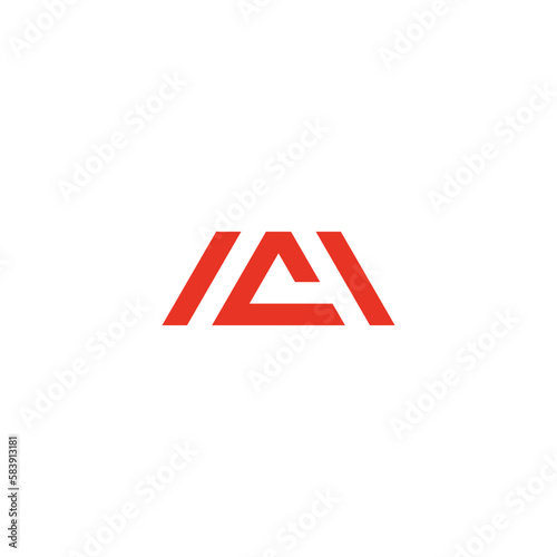 letter mc triangle red  geometric line logo vector