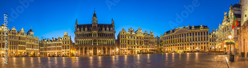 Brussels Belgium, panorama city skyline night at Grand Place Square