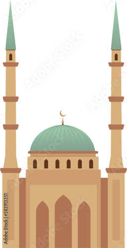 Muslim mosque vector illustration. Eid Mubarak, Ramadan Kareem