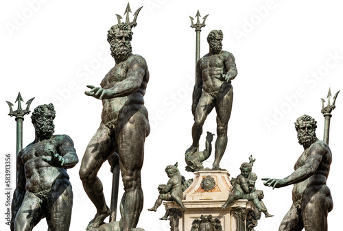 Obraz na plátně Collection of the bronze statue of Neptune isolated in white or transparent background