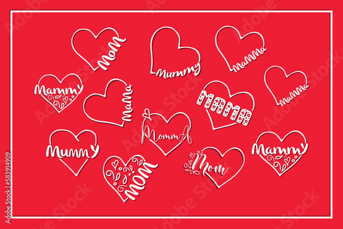 Mamma heart typography illustration