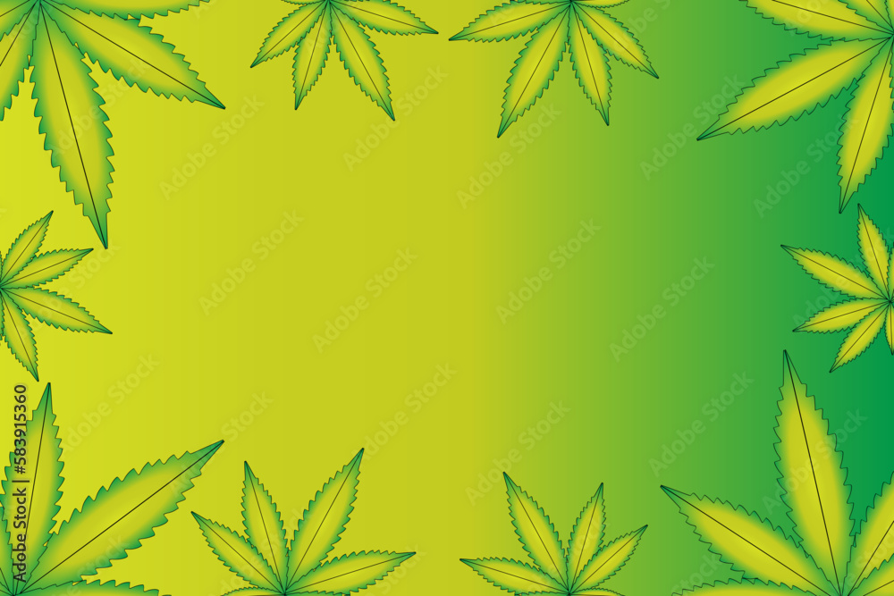 Vector illustration of marijuana leaf, cannabis plant used for medicinal purposes	