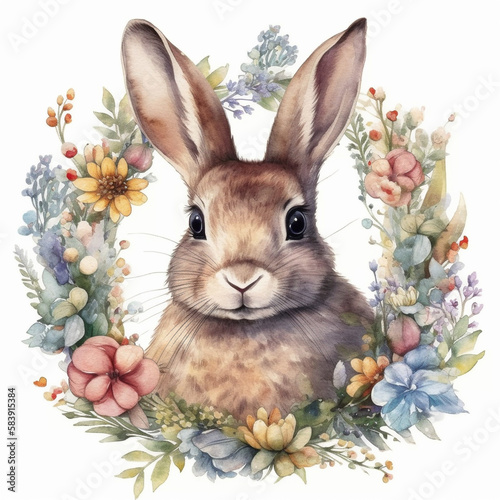Cute Bunny with Floral Decoration
