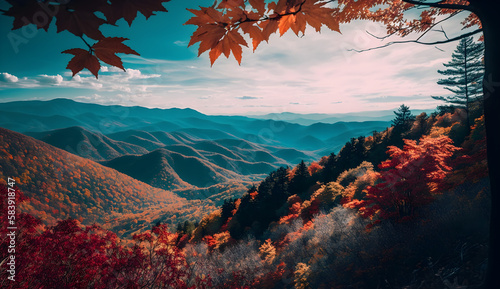 Great Smoky Mountains, Bright beautiful colors, view, colorful, sunrise in the mountains
