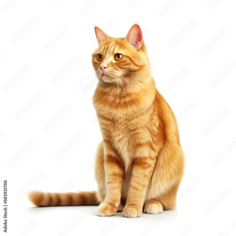 orange cat on White Background ,Generative AI. orange cat on White Background ,Generative AI.