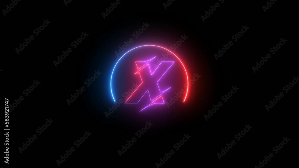  alphabet word X animation . glowing letter  logo icon animated.