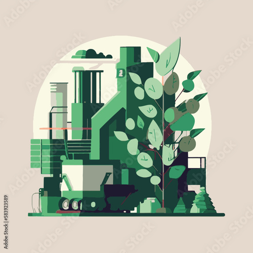 Eco factory. Eco concept. Recycling. Vector illustration.