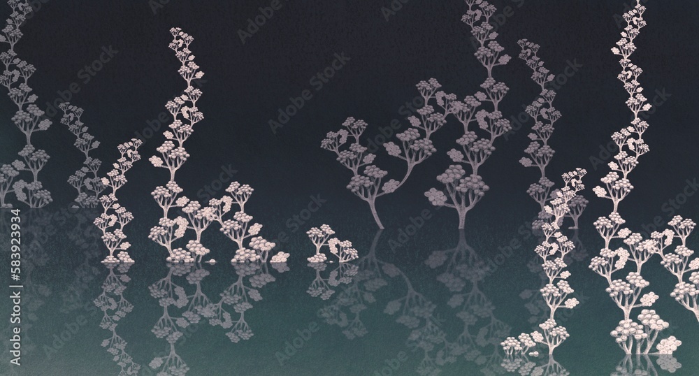 Painting of Abstract white flowers. nature artwork. art background